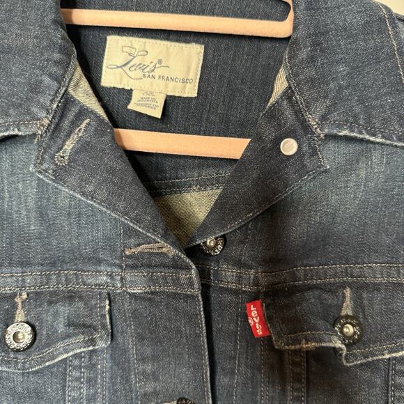Levi's San Francisco Denim Jacket Womens Large Trucker Style Blue Cotton Blend - Picture 2 of 8